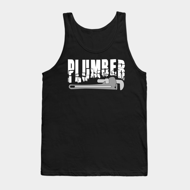 Plumber Wrench White Text Tank Top by Barthol Graphics